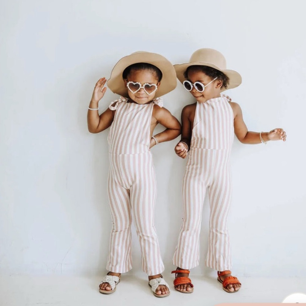 NWT HIPPIE VIBES JUMPSUIT IN PINK STRIPES Size 100/3T. Soft and super cute!